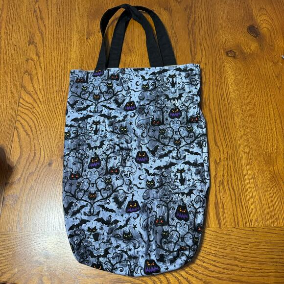 Handmade Handbags - Handmade Halloween Spooky Bats Trick or Treat Tote Bag Pumpkins Black Cats